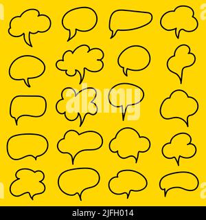 Speech bubble sign set icon. Vector illustration on yellow background. Stock Vector