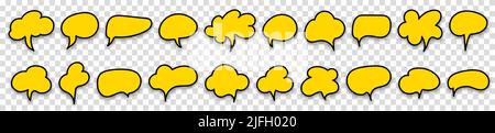 Black and yellow speech bubble sign set icon. Vector illustration on transparent background. Stock Vector