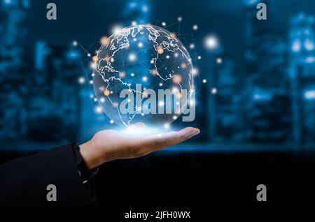 Digital communication and virtual technology global network big data web 3.0 business concept. Stock Photo