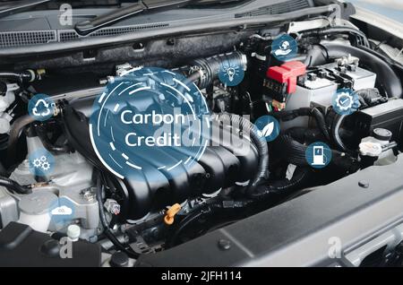 develop carbon credit business to reduce global warming for quality growth.Energy saving concept car business. Stock Photo