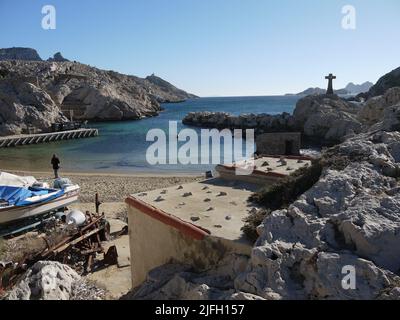 Baie des singes (Monkeys bay) beach in the creeks south of Marseille Stock Photo