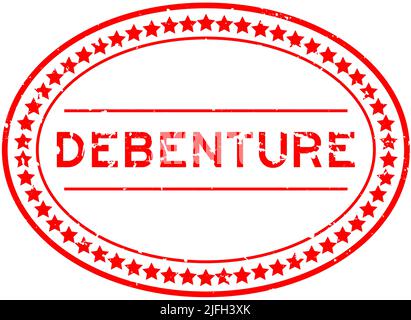 Grunge red debenture word oval rubber seal stamp on white background Stock Vector