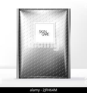 Vector Bubble Wrap Mailer Bag Packaging, Silver with Label Stock Vector