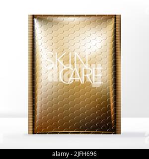 Vector Bubble Wrap Mailer Bag Packaging, Gold Stock Vector
