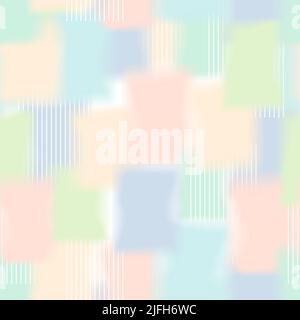 Vector Multi Pastel Rainbow Colors Iridescent Overlapping Abstract Paints Seamless Pattern with Stripes. Stock Vector