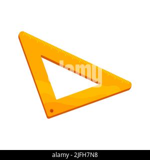 School ruler isolated icon on white background. Triangular ruler with scale Flat vector illustration. Stock Vector