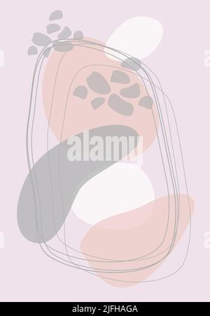 Modern illustration with watercolor circles, spots, golden lines, powder, brush strokes. Stock Vector