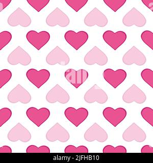Seamless pattern with heart shape pink elements on white background. Stock Vector