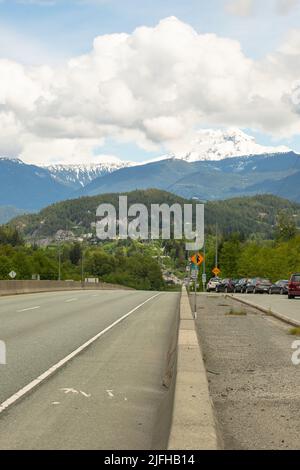 View of Mount Garibaldi from the Sea to Sky Highway near Squamish, British Columbia Stock Photo
