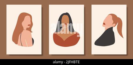 Wall decoration vector set. Abstract female shape art image in pastel colors. Abstract Art designs for prints, covers, wallpapers, wall art. Stock Vector