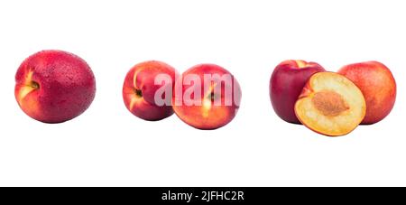 Seamless pattern with peach. Tropical abstract background. Peach on the white background. Stock Photo