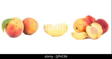 Seamless pattern with peach. Tropical abstract background. Peach on the white background. Stock Photo