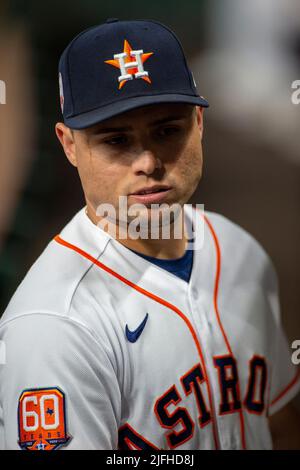 Houston, United States. 30th June, 2022. Houston Astros right fielder Kyle  Tucker (30) draws a walk during the third inning of the MLB game between  the New York Yankees and the Houston