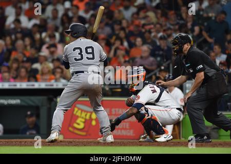 Texas Rangers' Jose Trevino bats against the Houston Astros during the  eighth inning of a baseball game Tuesday, Sept. 17, 2019, in Houston. (AP  Photo/David J. Phillip Stock Photo - Alamy