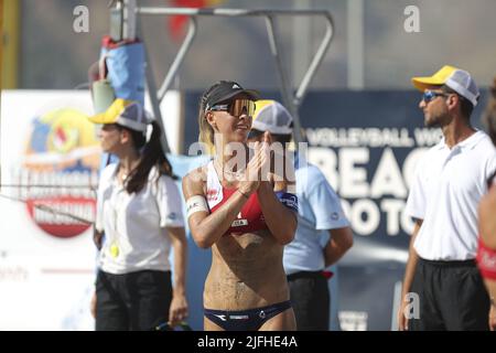 Giardini Naxos, Italy. 03rd July, 2022. Volleyball World Beach Pro Tour final women Bianchin (Italy) during Volleyball World Beach Pro Tour 2022, Beach Volley in Giardini Naxos, Italy, July 03 2022 Credit: Independent Photo Agency/Alamy Live News Stock Photo