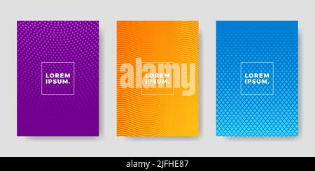 Set of book cover brochure design with gradient colors and halftone style. Vector illustration. Stock Vector