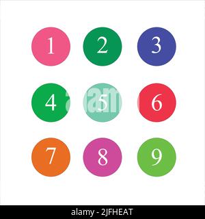 Numbers colourful set in normal style. Vector elements illustration template for web design card. Sticker icon Stock Vector
