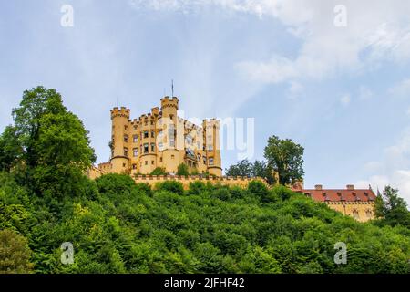 Hohenschwangau, Germany, July 27, 2021. Hohenschwangau Castle sits directly across from Neuschwanstein Castle. Stock Photo