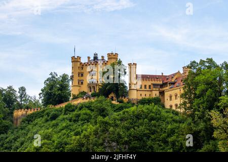 Hohenschwangau, Germany, July 27, 2021. Hohenschwangau Castle sits directly across from Neuschwanstein Castle. Stock Photo