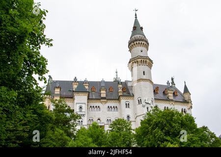 Hohenschwangau, Germany, July 27, 2021. Neuschwanstein Castle built by order of King Ludwig II of Bavaria between 1869 and 1886, it is today the most Stock Photo