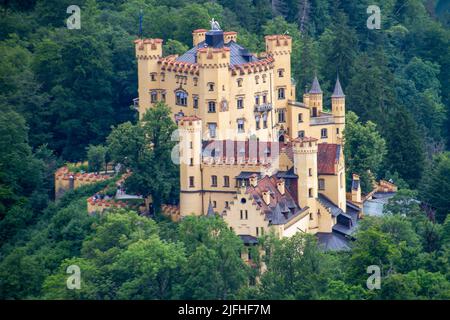 Hohenschwangau, Germany, July 27, 2021. Hohenschwangau Castle sits directly across from Neuschwanstein Castle. Stock Photo