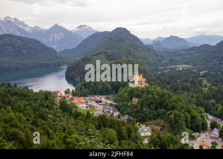 Hohenschwangau, Germany, July 27, 2021. Hohenschwangau Castle sits directly across from Neuschwanstein Castle. Stock Photo