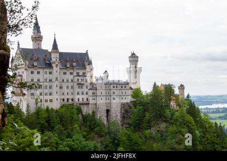 Hohenschwangau, Germany, July 27, 2021. Neuschwanstein Castle built by order of King Ludwig II of Bavaria between 1869 and 1886, it is today the most Stock Photo