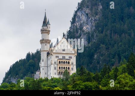 Hohenschwangau, Germany, July 27, 2021. Neuschwanstein Castle built by order of King Ludwig II of Bavaria between 1869 and 1886, it is today the most Stock Photo