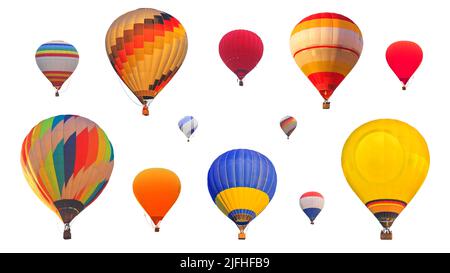 Colorful hot air balloons isolated on white background Stock Photo - Alamy