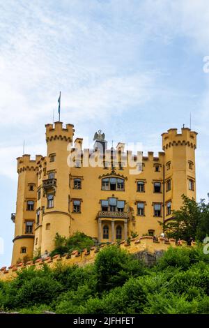 Hohenschwangau, Germany, July 27, 2021. Hohenschwangau Castle sits directly across from Neuschwanstein Castle. Stock Photo