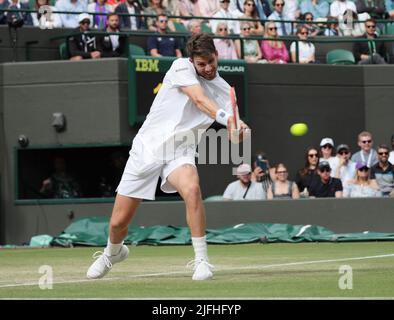 London, UK. 03rd July, 2022. Great Britain's Cameron Norrie in action in his fourth round match against American Tommy Paul on day seven of the 2022 Wimbledon championships in London on Sunday, July 03, 2022. Photo by Hugo Philpott/UPI Credit: UPI/Alamy Live News Stock Photo