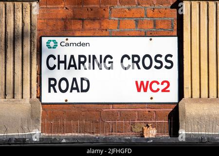 London, UK - March 8th 2022: Street sign for Charing Cross Road in central London, UK. Stock Photo