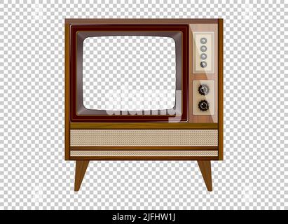 Vector retro television mock up isolate on transparent grid Stock Vector