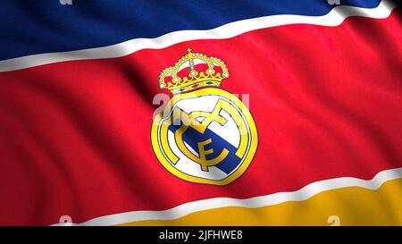 Real Madrid CF bandera símbolo del logotipo Fotografía de stock - Alamy