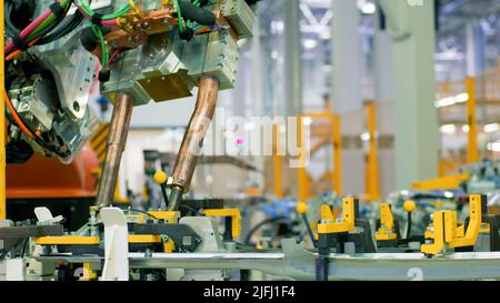 Moscow-Russia.20.03.2022.Scene.Development of new robots and their testing .Robots try to work with small details. Use only for editorial. Stock Photo