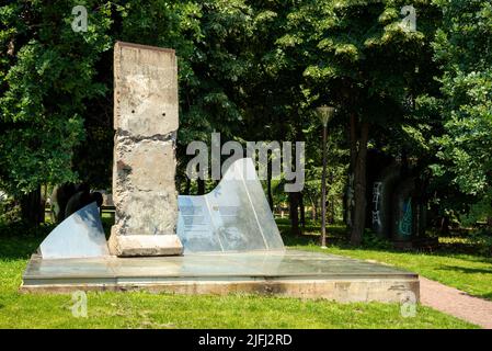 Berlin Wall piece  monument at the National Palace of Culture park in Sofia Bulgaria, Eastern Europe, Balkans, EU Stock Photo