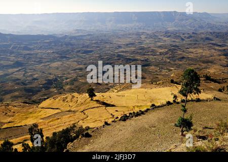 Ethiopian Highlands from the top of Mount Ashetan, Lalibela, Amhara Region, Ethiopia Stock Photo