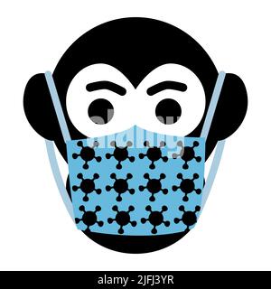 Monkeypox virus outbreak icon. Gorilla in face mask. Health monkey pox emergency. Viral dangerous smallpox infection Stock Vector