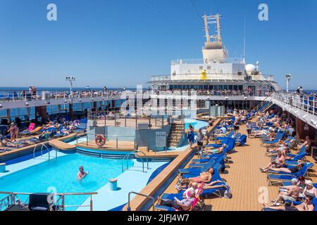Marella Explorer cruise ship pool sundeck, Adriatic Sea, Mediterranean Sea, Europe Stock Photo