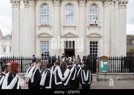 Cambridge graduates from King’s College attend their graduation ceremony this morning at Senate House.   Image shot on 29th June 2022.  © Belinda Jiao Stock Photo