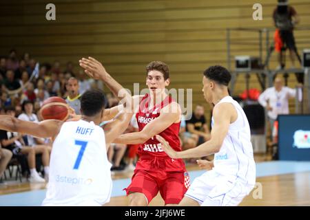 RIJEKA, CROATIA - JULY 03: Roko Prkacin of Croatia lead the ball during the FIBA Basketball World Cup 2023 Qualifying game between Croatia and Finland at Sports hall Zamet on July 3, 2022 in Rijeka, Croatia. Photo: Goran Kovacic/PIXSELL Credit: Pixsell photo & video agency/Alamy Live News Stock Photo