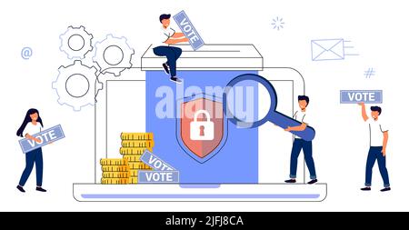 Survey vote online Election and voting Citizens choice duty in referendum Democratic as government form speech freedom Politic ballot with various opt Stock Vector