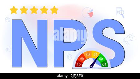 NPS Net promoter score Business strategy Formula promotion marketing scoring Promotional netting Teamwork Flat vector illustration Measures customer e Stock Vector