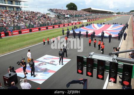 Silverstone, UK. 3rd July, 2022. Starting grid, F1 Grand Prix of Great Britain at Silverstone Circuit on July 3, 2022 in Silverstone, United Kingdom. (Photo by HIGH TWO) Credit: dpa/Alamy Live News Stock Photo