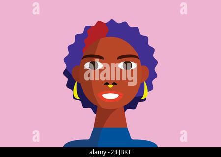 Black woman with colorful hair icon Stock Vector