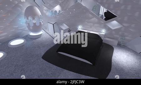 3D-illustration of an living room somewhere in the future Stock Photo