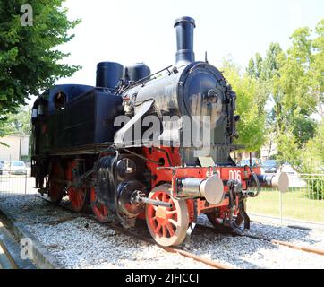 Steam locomotive, Locomotiva FS 880 - 006, Mantova, Mantua Italy Stock Photo