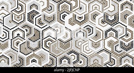 Abstract geometric pattern with wavy stripes polygonal shape overlapping elegant of gold and gray background Stock Vector