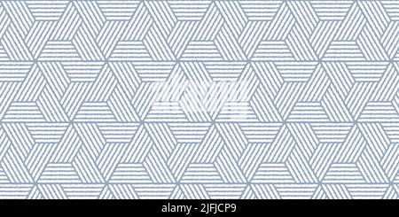 Abstract geometric pattern with wavy stripes lines. Weave design background of blue polygon shape Stock Vector