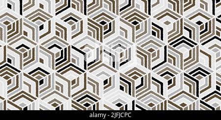 Geometric pattern with wavy stripes lines polygonal shape of gray and gold background Stock Vector